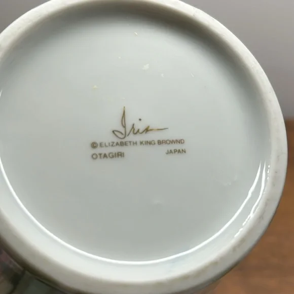 Vintage Blue Iris Elizabeth King Brownd Otagari Ceramic Vase Made In Japan - Picture 5 of 10